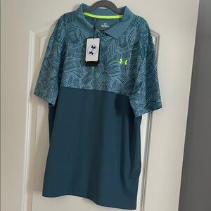 Boy’s Under Armour Perf Palm Stretch Teal Polo